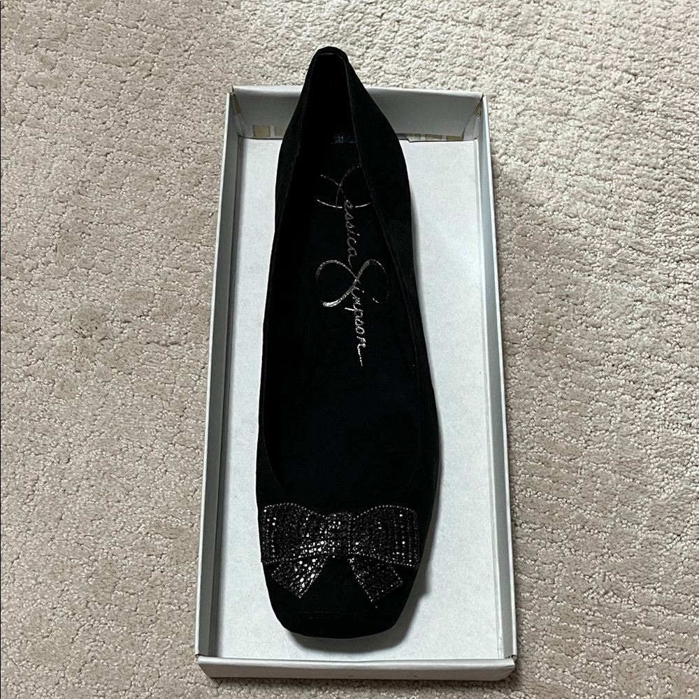 Jessica Simpson Black Flats with Bow Detail